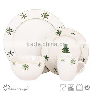18pcs Christmas tree and snowflake Christmas decoration of ceramic tableware