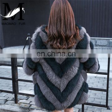 Latest Real Fox Fur Fashion Elegant Unique Womens Coat Winter Coat