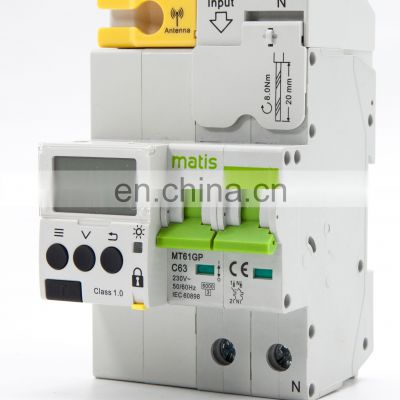 Matis smart wifi energy meter 2g/3g mcb 63a 80a earth leakage circuit breaker with rs485 gprs communication