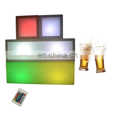 RGBW colors battery square ice bucket led party rental PE plastic glow club beer tray lighted LED speaker ice bucket with handle