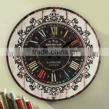 2015 China New Products Wholesale Cheap Round Shape Antique Wooden Clock Wall Clock