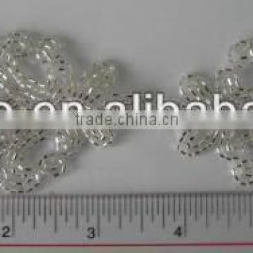 SILVER COLOR HAND MADE GLASS BEADS APPLIQUE PATCH FOR SEW ON CLOTHING OR CLOTHING NOTION ITEMS DECORATION