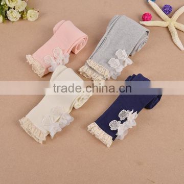 2015 Cotton Girls Leggings With Flower Casual Children Pants