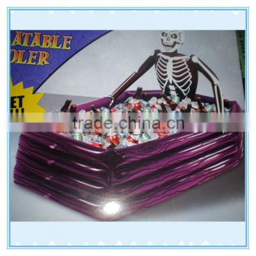 Inflatable pool cooler floats, pvc inflatable skull shape drink ice cooler