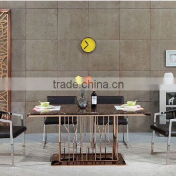 2016 Factory Supply Natural Colorful Marble Metal Stainless Steel Dining Table