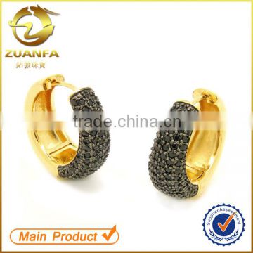 fashion style micro pave zircon pave black zirconia huggie earrings                        
                                                Quality Choice