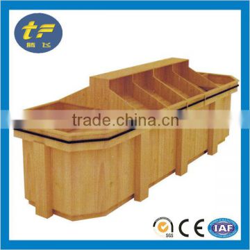 Hot Sale Square Wood Shelf For Supermarket Plastic Basket