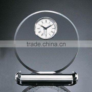 Round crystal table clock with base for souvenirs