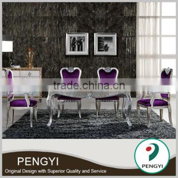 European style sectional dining table with fabric chairs for dining room sets t Pk310