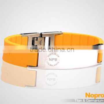 Noproblem P071 stainless steel friendship personalized soprts fitness power elastic bracelet