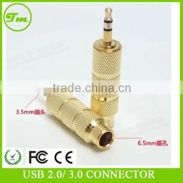 Golden 3.5mm Male to 6.35mm Female audio Adapter