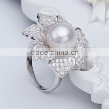 genuine natural pearl rings for women 925 sterling silver adjustable ring ,wedding rings