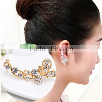 Diamond jewelry butterfly ear cuffs earrings for women