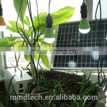 mini 5w solar lighting kit with 2pcs led light/ solar led bulb for home lighting charged by sunlight