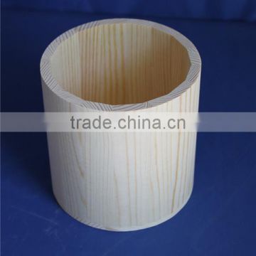FSC handmade natural office use round pine wooden pen holder made in China