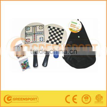 wooden beach racket with ball game set / chess game set / wooden