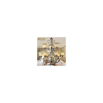 Silver 9 Light Wrought Iron Modern Metal Chandelier Light with E27 Incandescent / LED Blub