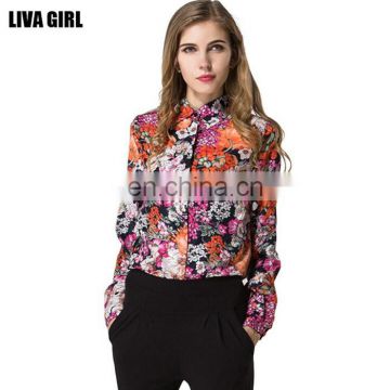 Floral blouses for women summer 2015,elegant blouses,blouses for women