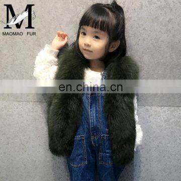 2016 European Style Fancy Children's Clothing Real Fox Fur Sleeveless Coat Baby Fur Vest