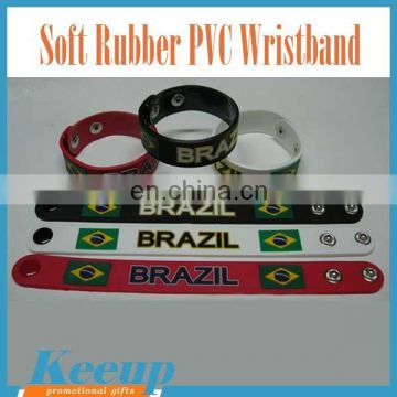 2016 Newest China New Design Soft Rubber PVC Wristband slap leather wristband