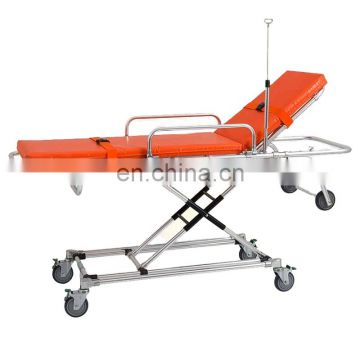 Orange emergency folding ambulance stretcher bed