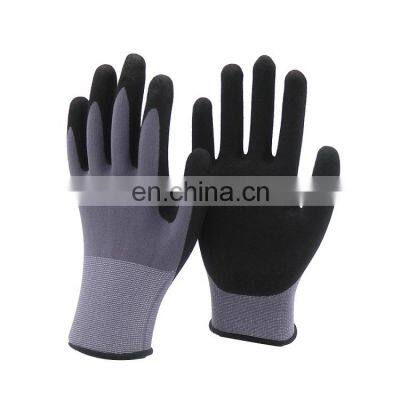 13G Nylon Black Nitrile Coated Sandy Finish Glove Black Nitrile Sandy Coating Work Safety Gloves Nylon Cotton Hand Glove