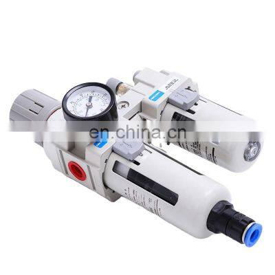 High Quality AC3010-03D Pneumatic Two Unit Air Source Treatment Press Gauge Filter Regulator Lubricator With Auto Drain