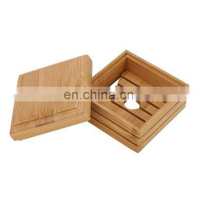 Bamboo Soap Dish Natural Wood Soap Box with Lid Bar Soap Tray Holder Storage Rack Container