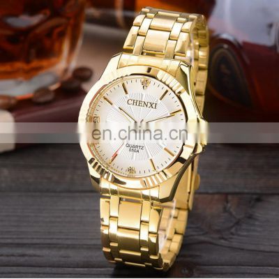 CHENXI 050A Casual Couple Quartz Watch Price Guangzhou Watch Market Stainless Steel Golden Japan Movt Diamond Quartz Wrist Watch