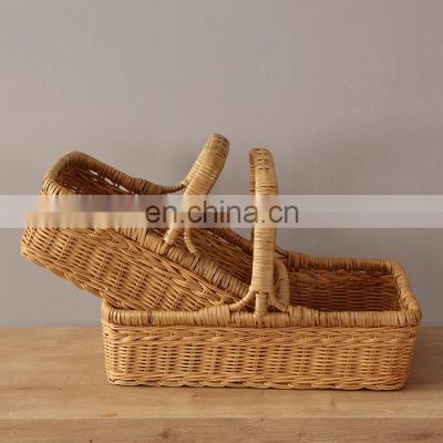 Hot Sale Wicker Rattan Picnic Fruits Basket with Handle, Wicker Basket for Home Organizing Wholesale made in Vietnam