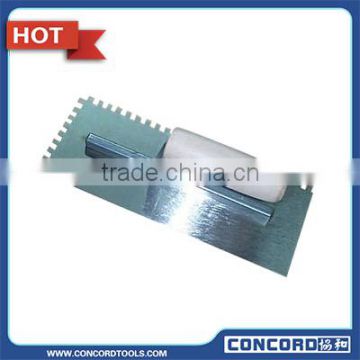 Concrete Plastering trowel,Square Notched Steel Plate,with Banana Wooden Handle