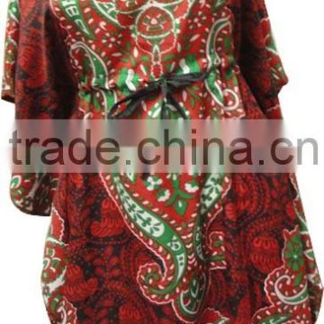 RTCF-2 100 % Rayon Fabric Breathable 2014 New Design Ladies Caftan / Kaftans Short Night Dress From Jaipur Mix Lot