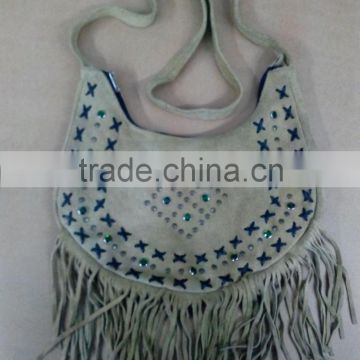 Pure Western Style Real Suede Leather Beaded Ladies Shoulder Hand Made