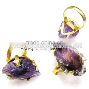 Amethyst Electroplated Ajustable Arrowhead Finger Rings