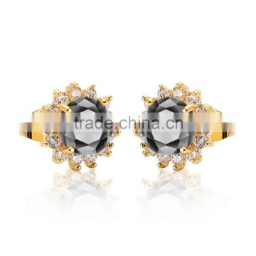 Rellecona elegant 18k yellow gold plated earring black stone jewelry for anniversary
