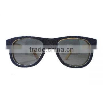 Denim + wooden frame sunglasses hot selling wooden eye glasses special design sunglasses