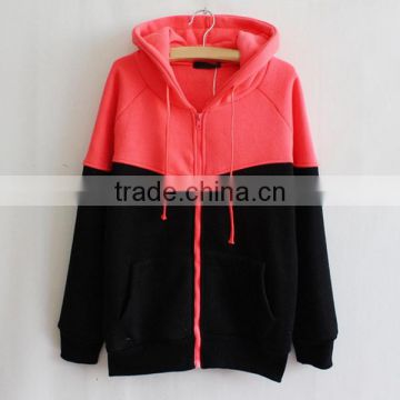 100% cotton polar fleece women custom cheap wholesale contrast color hoodies factory