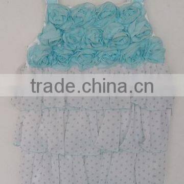 cool baby girls sky blue and white dots and embroidered dress with underwear for summer