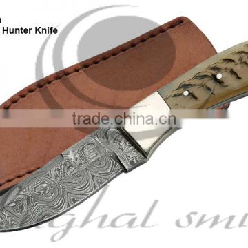 Damascus skinner knife/Hunting knife/Ram horn