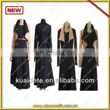 2014 Fashional woolen contrast color Layered women dress KDT-D10