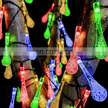 Solar LED Outdoor Rain Drop String Lights 20 LED Christmas Decoration Water Drop Fairy Lights