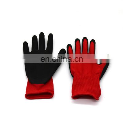 13g Nylon Polyester Liner Coated Dipping Black Sandy Nitrile Mechanic Machine Work Gloves Importer