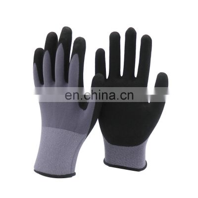 HY 15 Gauge Knitted Gloves Nitrile Gloves Black Nitrile Coated Gloves for Auto Industrial