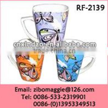 Beautiful Butterfly Print Promotional Porcelain Coffee Mug with Good Quality for Hot Sale Porcelain Mug