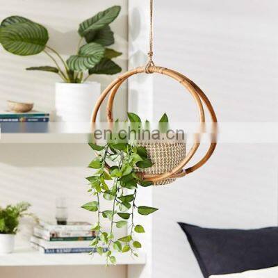 100% nature Rattan Hanging Planter Pot best selling product Plant Holder Unique Wicker Flower Pot Holder Cheap wholesale