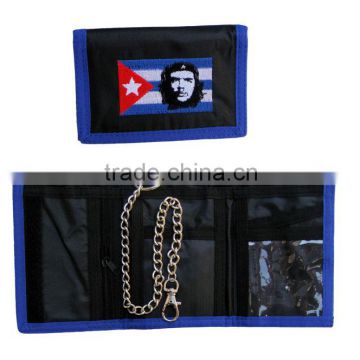 High quality trifold embroidery wallet with chain