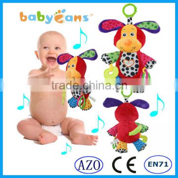 Babyfans Spot Pattern Plush Music Teether Plastic Ring Hanging Baby Toys