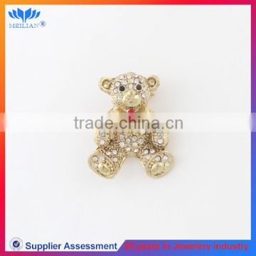 Cheap mini lovely bear rhinestone brooch without pins