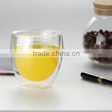 2015 new design double wall glass cup