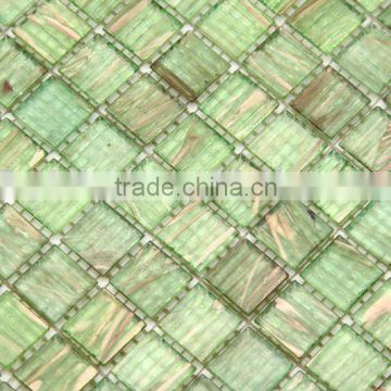 8"x8" green hot melting gold fleck glass mosaic for interior wall decoration